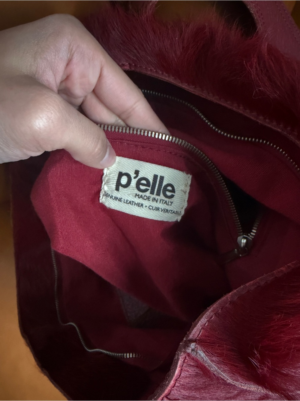 Vintage Burgundy Haircalf Tote Bag - Picture 6 of 7